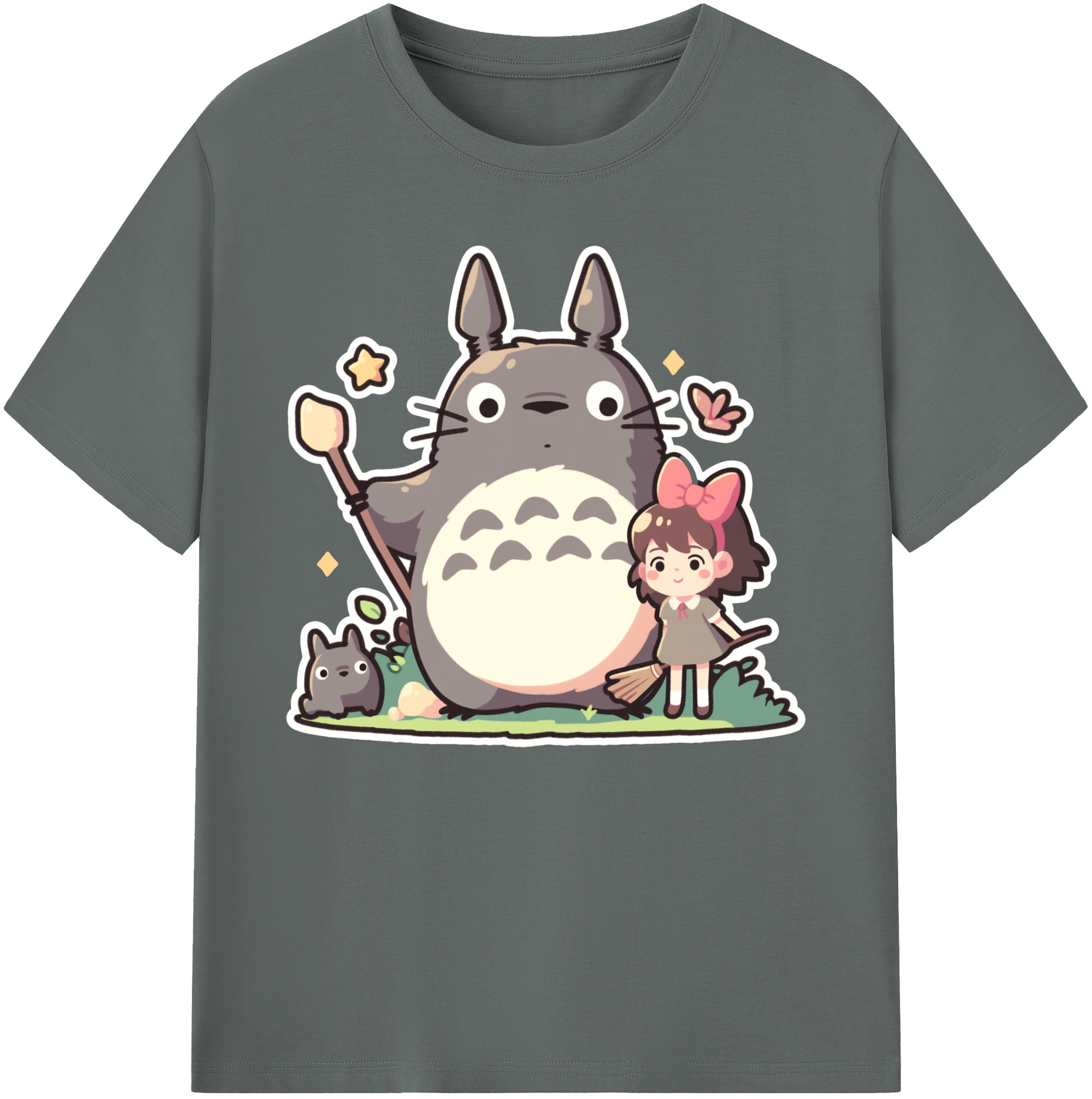 （画像用） となりのトトロ 草壁メイ 草壁サツキ My Neighbor Totoro Satsuki Kusakabe Mei Kusakabe 綿100％ メンズ半袖Tシャツ｜肌触りやわらか＆通気性